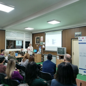 Multiplier Event in ‘’Petar Leković ‘’Primary School, a classroom full of people