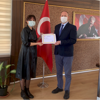 Certificate of appreciation by the district governor of Manisa